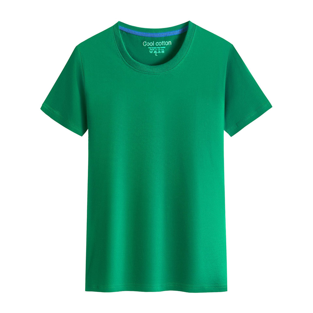 Cotton Blank With No Printed Patterns Round Neck Short T-shirt
