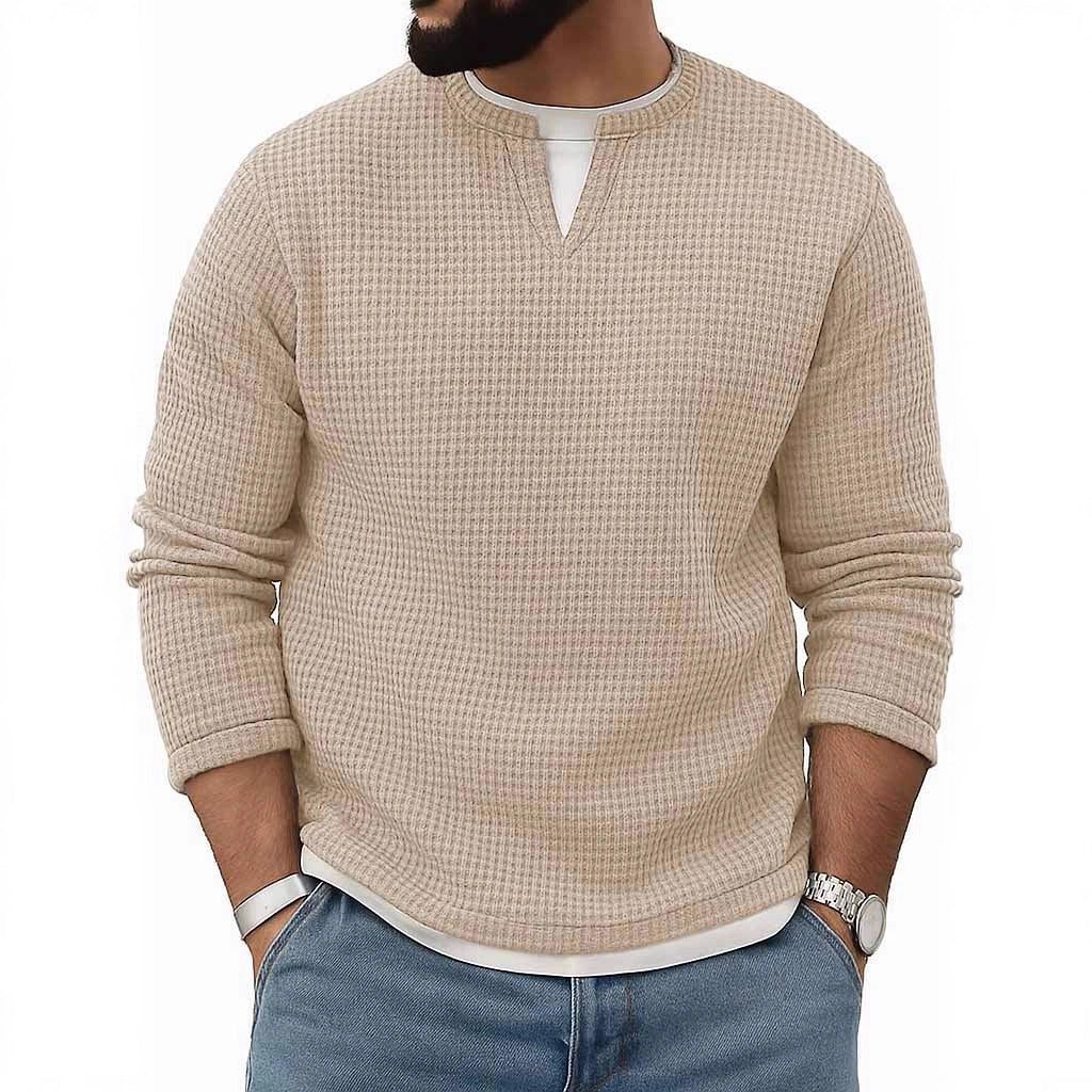 Mens FallWinter Two-Piece Crew-Neck Long-Sleeve Top