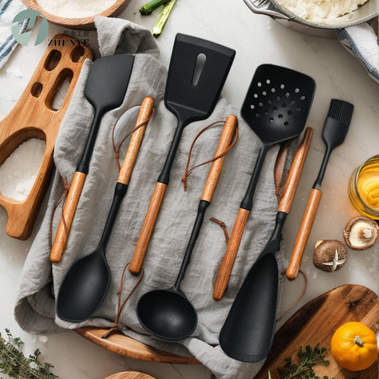 Wooden Handle Silicone Spatula Kitchenware Suit High Temperature Resistant