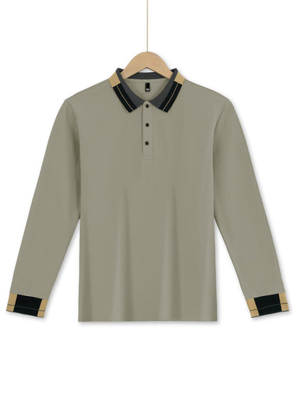 Long Sleeve Lapel Men's Solid Color Button Casual Business