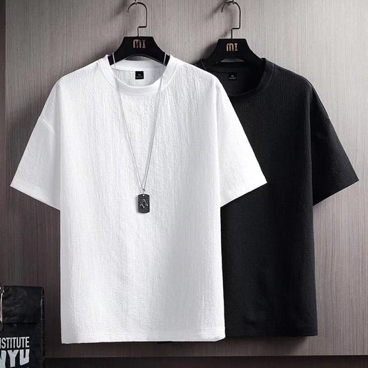 Summer Men's Japanese Short Sleeve Round Neck Loose And Simple