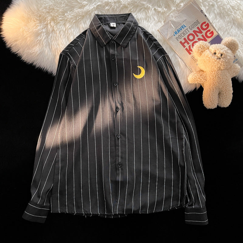 Vertical Striped Shirt Men's Trendy Casual Loose