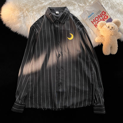 Vertical Striped Shirt Men's Trendy Casual Loose