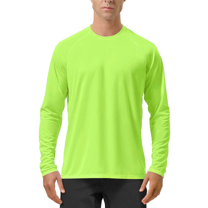 Quick-drying Solid Color Round Neck Sports Training Stretch Sun Protection Long Sleeve
