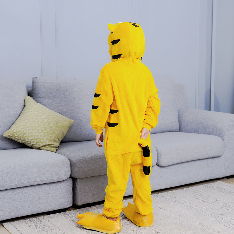 Yellow Hooded Girl Cartoon Family Wear Parent-child Home Pajamas