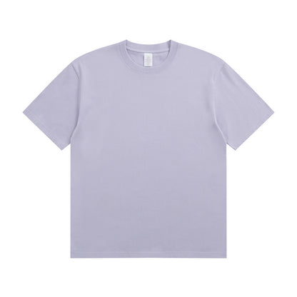 Men's Cotton T-shirt Heavy Solid Color Round Neck Short Sleeves