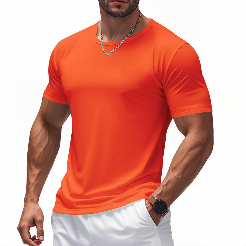 Quick-drying Crew Neck Short Sleeve Marathon Workout Exercise T-shirt