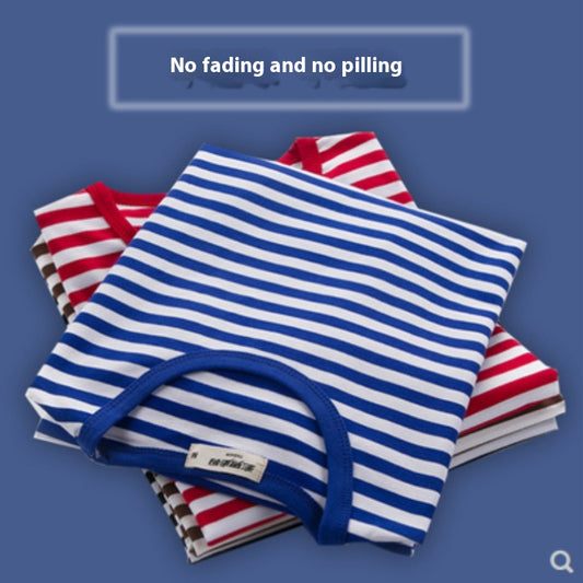 Summer Round Neck Men's Striped Short-sleeved Shirt T-shirt