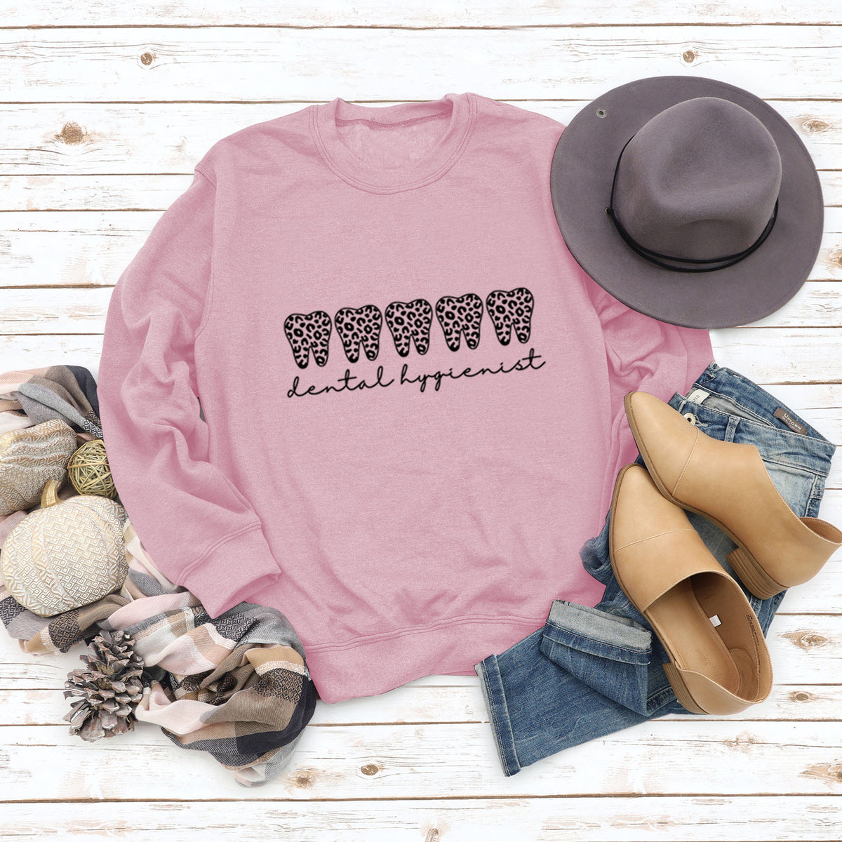 Leopard Print Long Sleeve Crew Neck Sweater