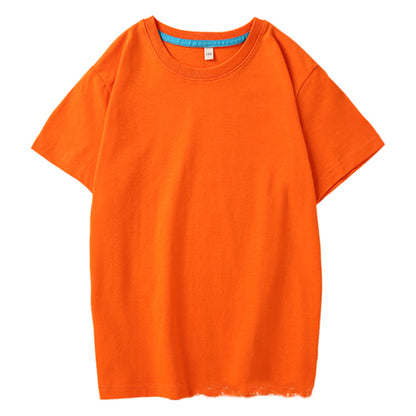 Children's T Combed Cotton Blank Solid Color Loose Round Neck Short Sleeve