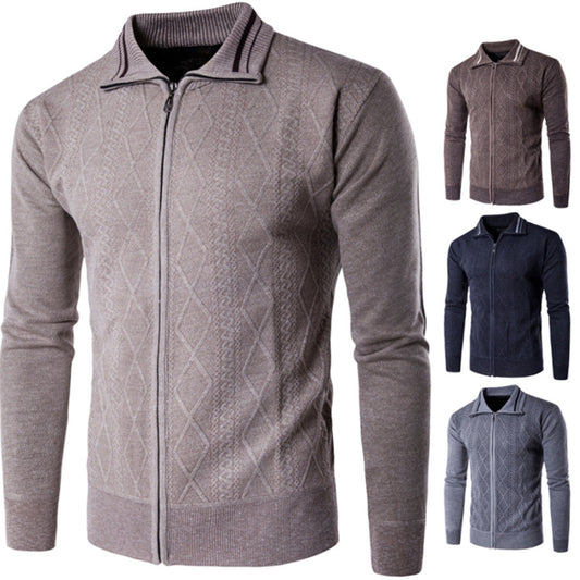 Men's Thickened Cardigan Zipper Lapel Sweater