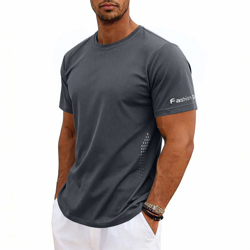 Plus-size Men's Summer Athletic Quick Dry Crewneck Short Sleeves