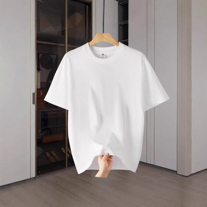 Drop Shoulder Loose Round Neck Pure Color All-matching