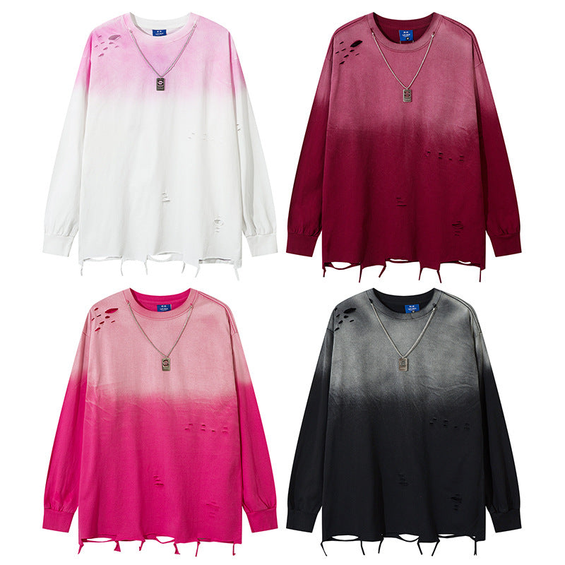 Tie-dye Gradient Long-Sleeve T-Shirt For Men