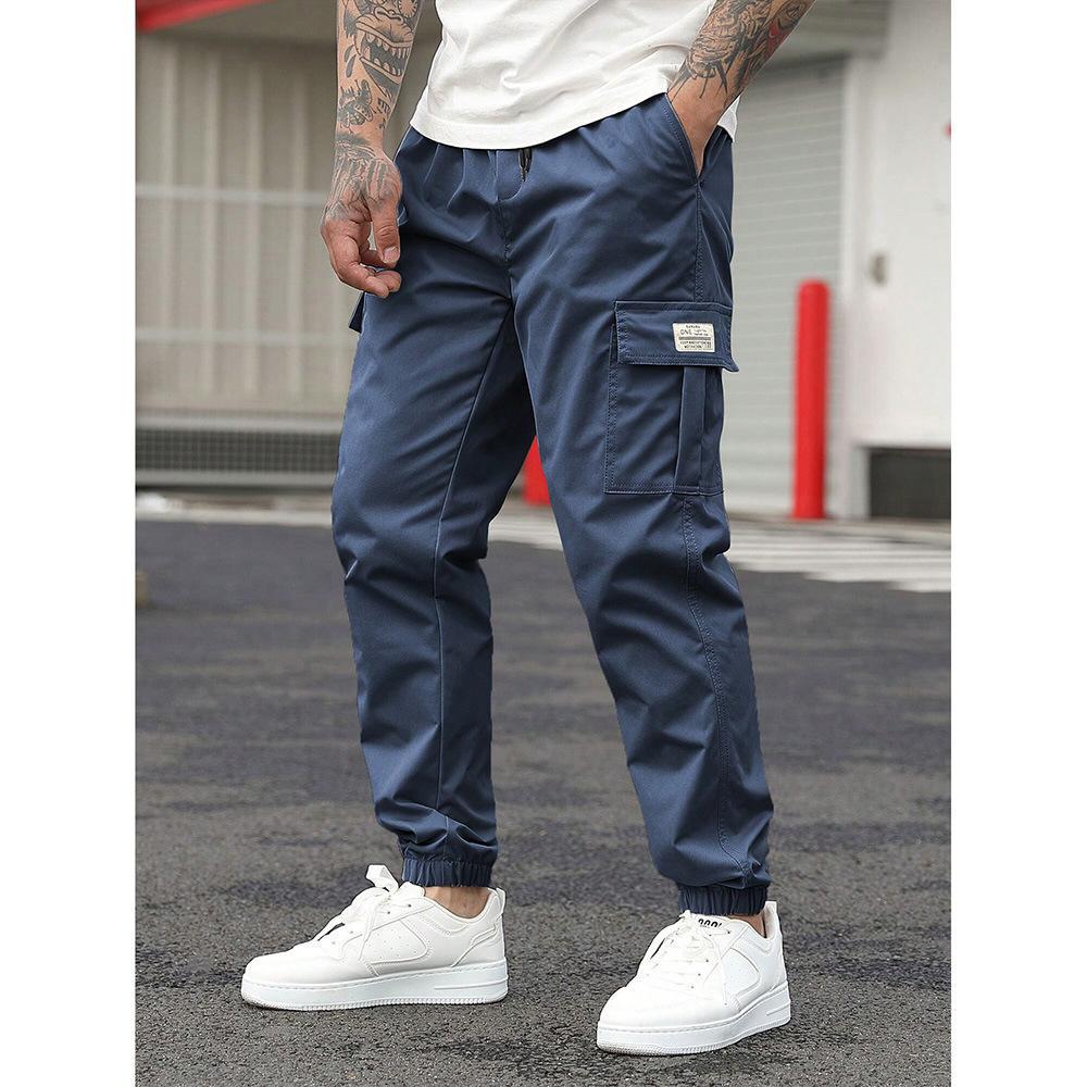 Men's Retro Drawstring Multi Pocket Workwear Casual Pants