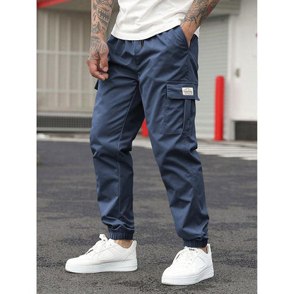 Men's Retro Drawstring Multi Pocket Workwear Casual Pants