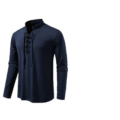 Men's Casual Long Sleeve Drawstring Design T-shirt