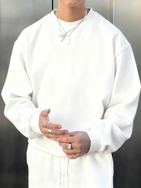 Mens Long-sleeve Wool Pullover Casual Sweatshirt