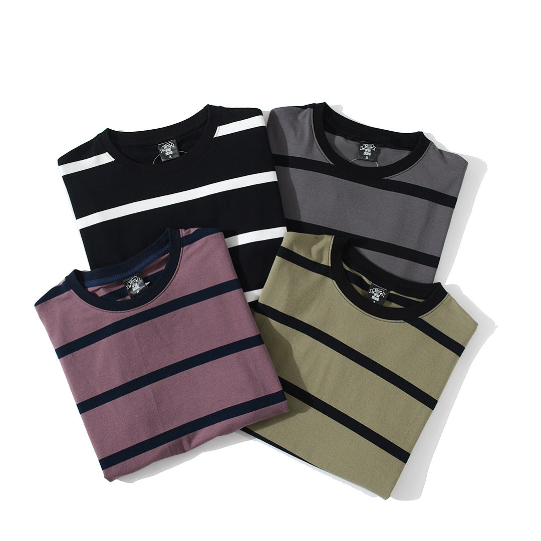 Striped Short-sleeved T-shirt Men's Fashion Simple And Loose