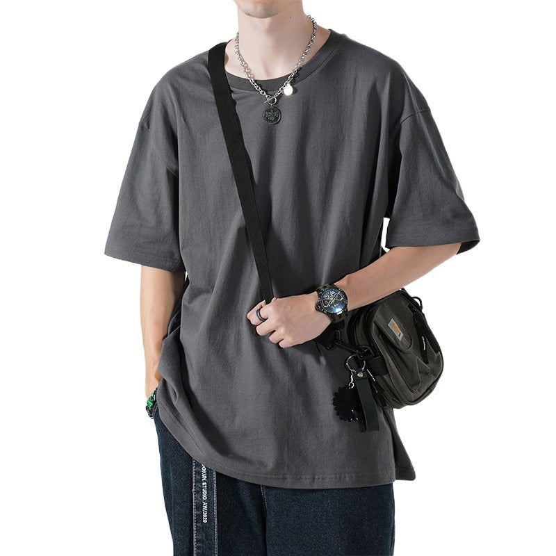 Autumn Men's Short-sleeved T-shirt Cotton Round Neck