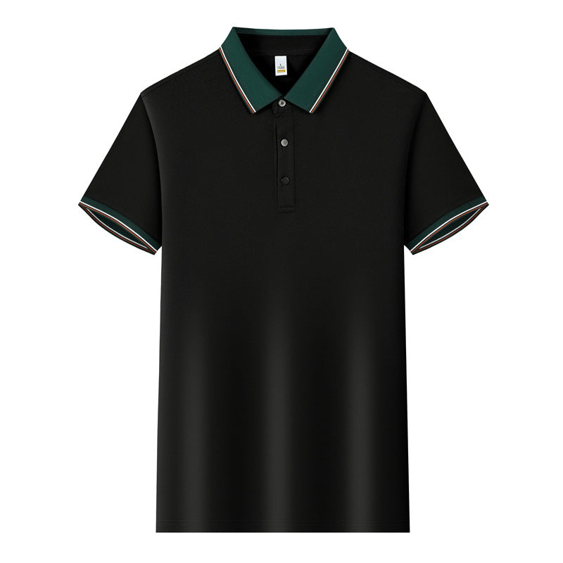 Color Stitching Turnover Neck Short-sleeved Shirt Workwear