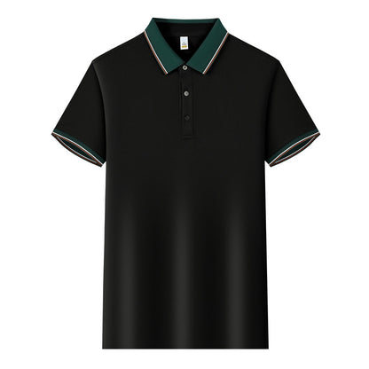 Color Stitching Turnover Neck Short-sleeved Shirt Workwear