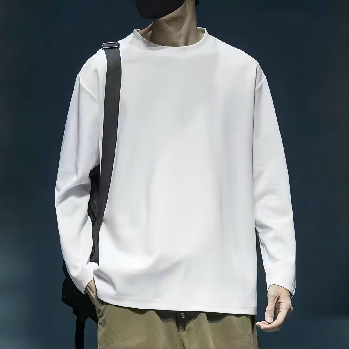 Men's Round Neck Thickened Inner Bottoming Shirt Solid Color Loose-fitting Versatile Top