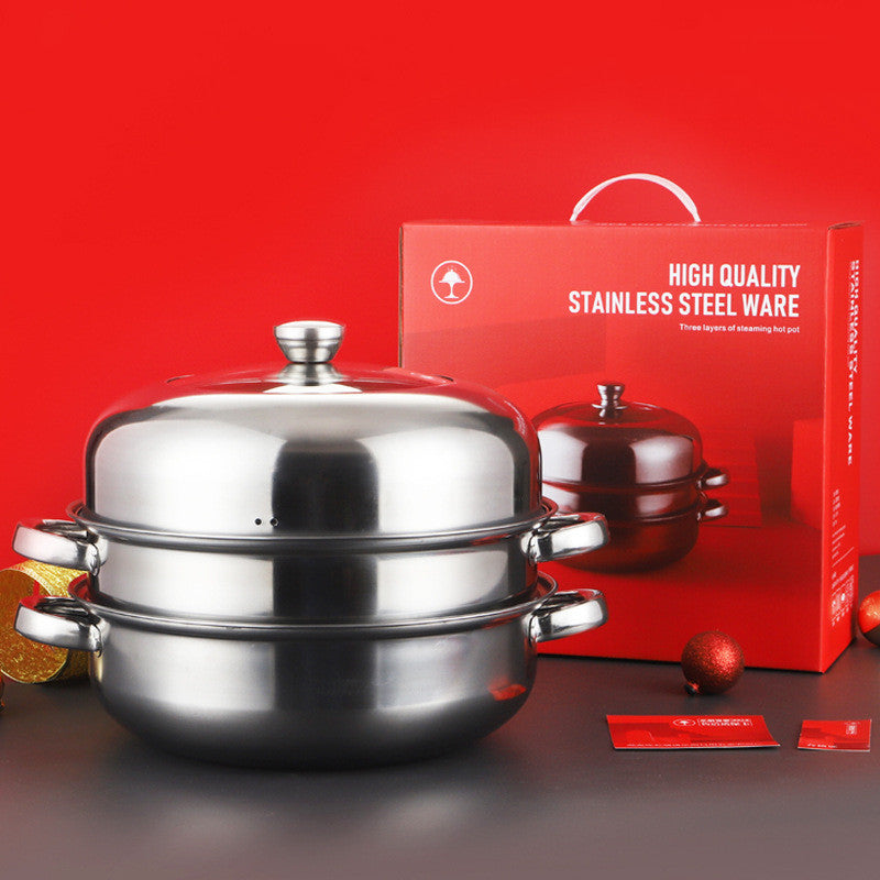Thickened Stainless Steel Pot Steamer Set