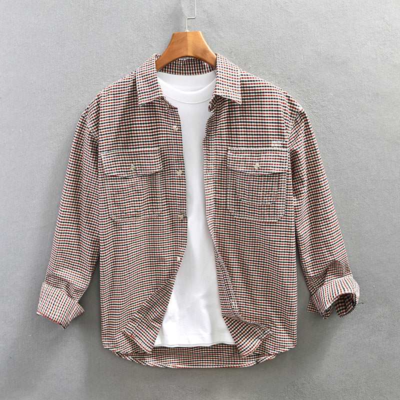 Spring Summer Casual Plaid Shirt For Men