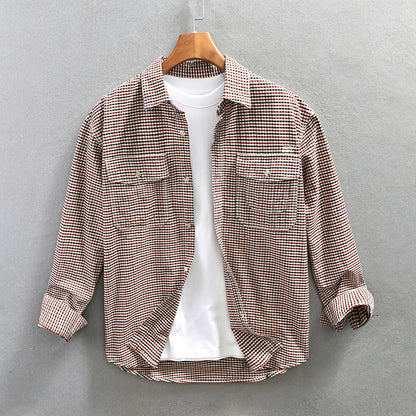 Spring Summer Casual Plaid Shirt For Men