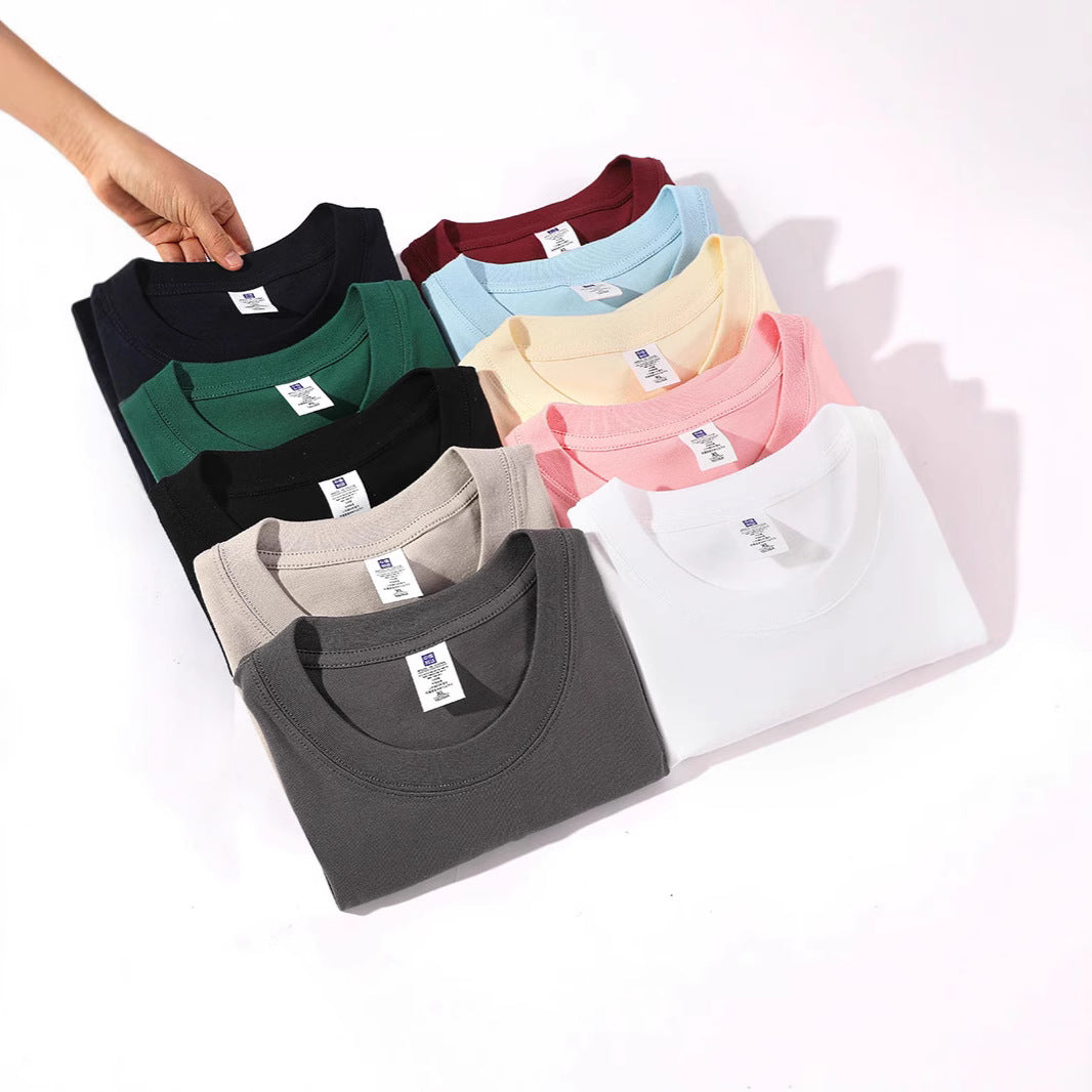 Drop Shoulder Loose Round Neck Pure Color All-matching