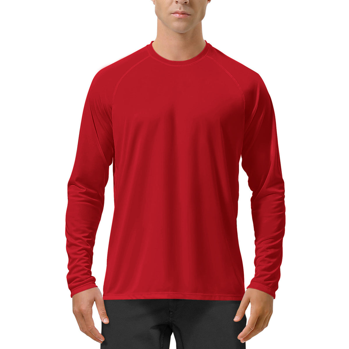 Quick-drying Solid Color Round Neck Sports Training Stretch Sun Protection Long Sleeve