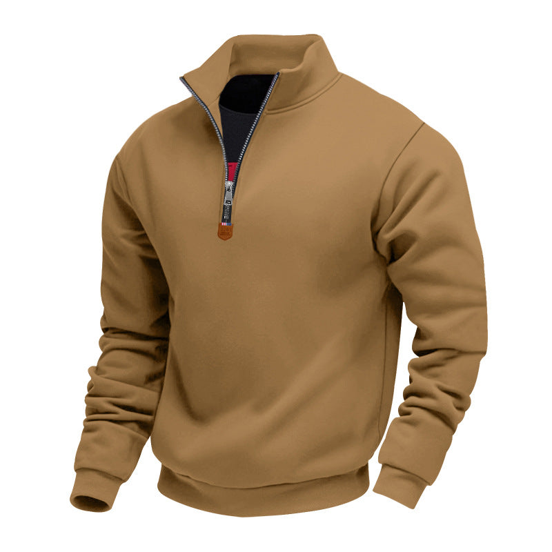 Men's Stand Collar Long Sleeve Half-zip Sport Casual Sweatshirt