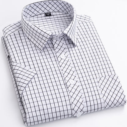 Cotton Men's Plaid Short-sleeved Shirt