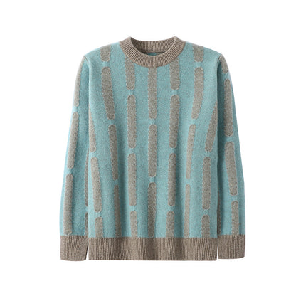 Half Turtleneck Vertical Pattern Color Matching Long Sleeve Sweater