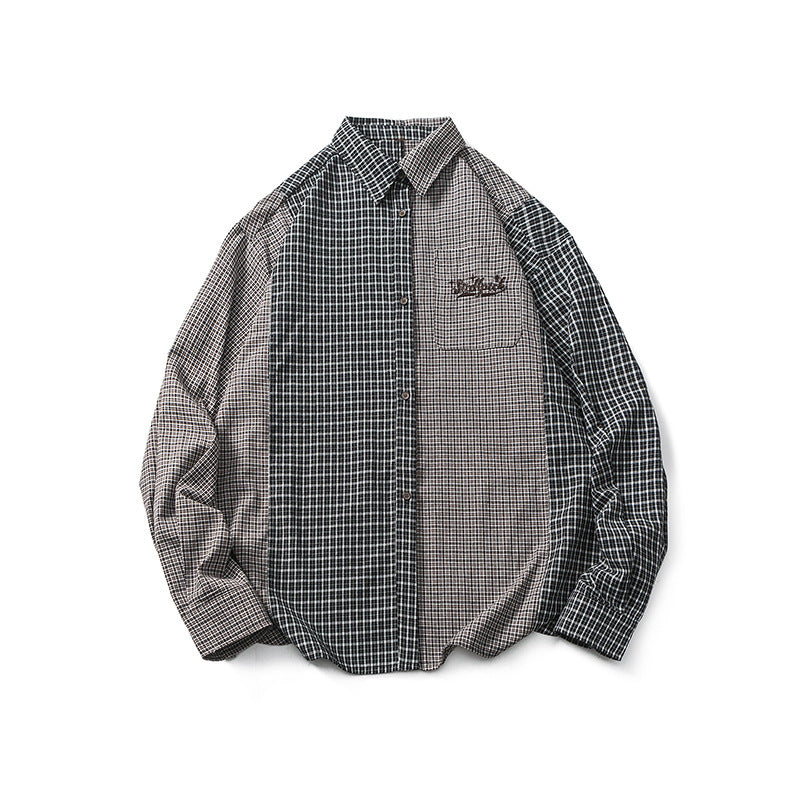 Patchwork Design Men's Check Shirt