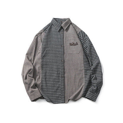 Patchwork Design Men's Check Shirt