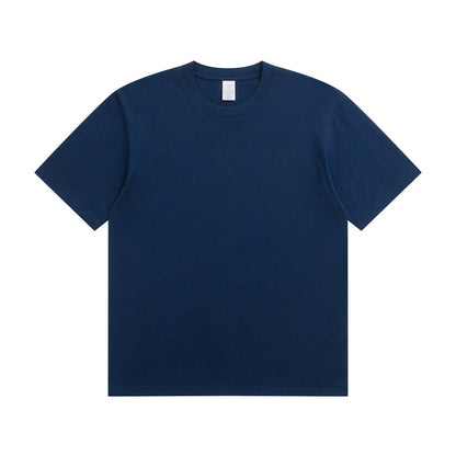 Men's Cotton T-shirt Heavy Solid Color Round Neck Short Sleeves