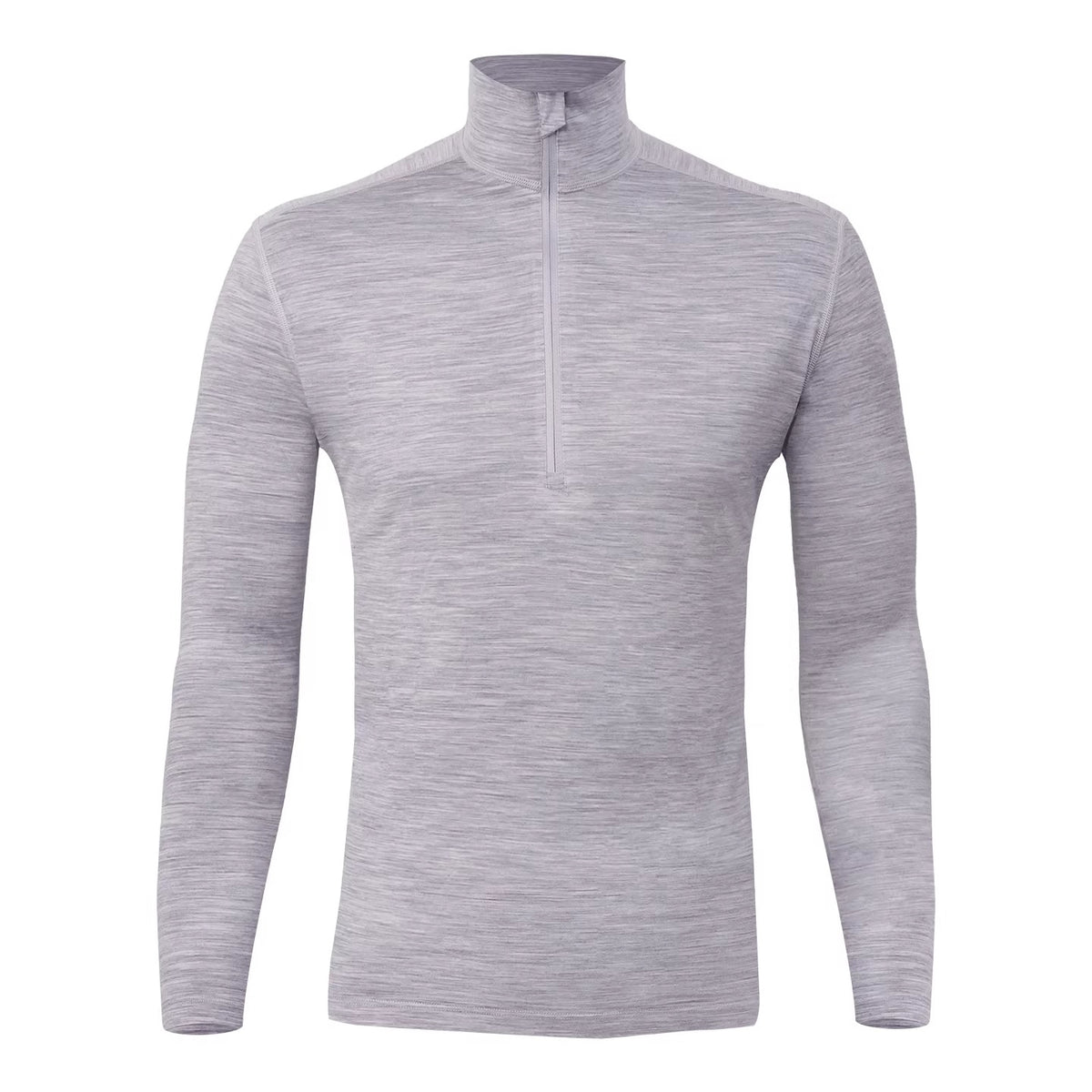 Gray Shell Quick-Dry Half-Zip Mens Outdoor Wool Long-Sleeve