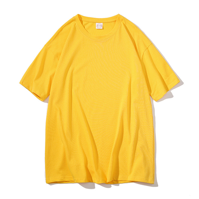 Loose Couple All-match Solid Color Round Neck Short Sleeves