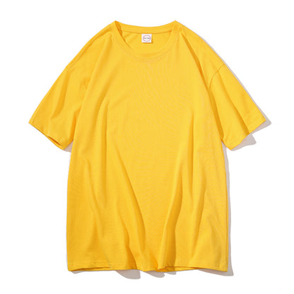 Loose Couple All-match Solid Color Round Neck Short Sleeves