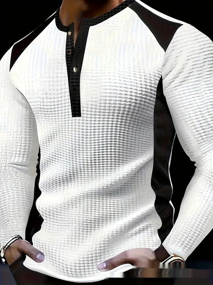 Mens Long-sleeve Sweatshirt With Patchwork Jacquard Design Loose Fit